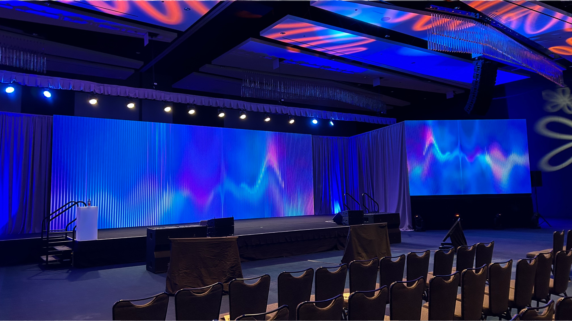Two LED screens and stage Two LED screens and stage